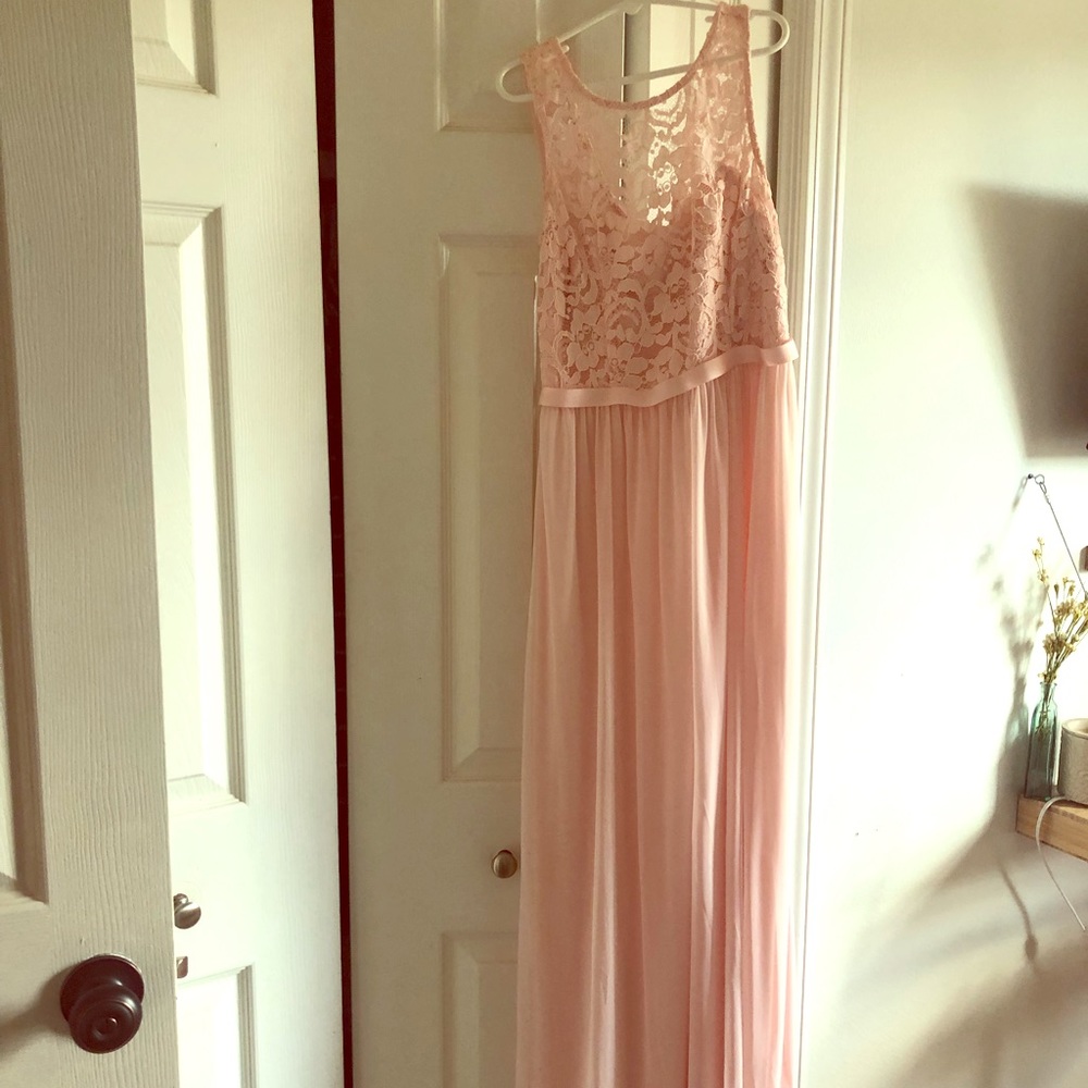 David’s Bridal Cap Sleeve Petal Pink junior sz 14